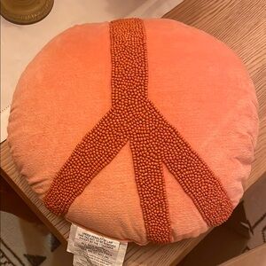 Vibrant Orange/Coral Peace Accent Pillow